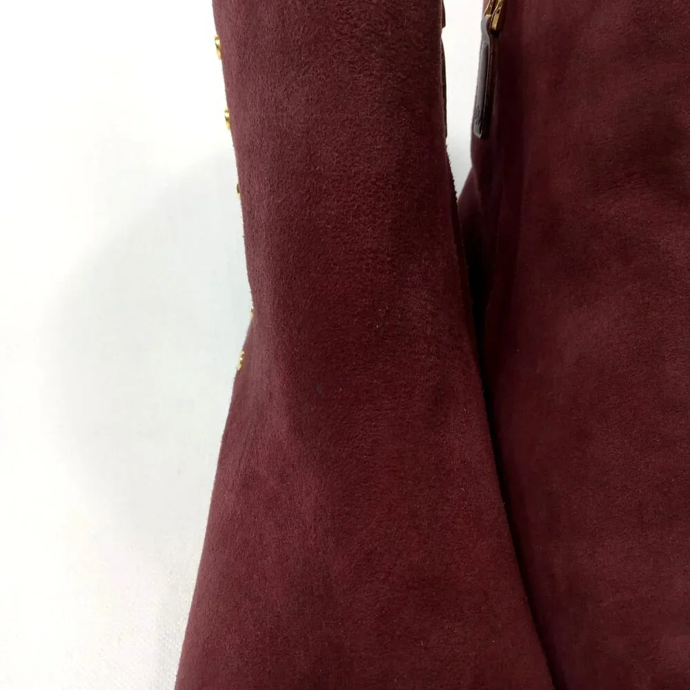 LAUREN RALPH LAUREN Wharton Women's Burgundy Studded Boots Size 9 B